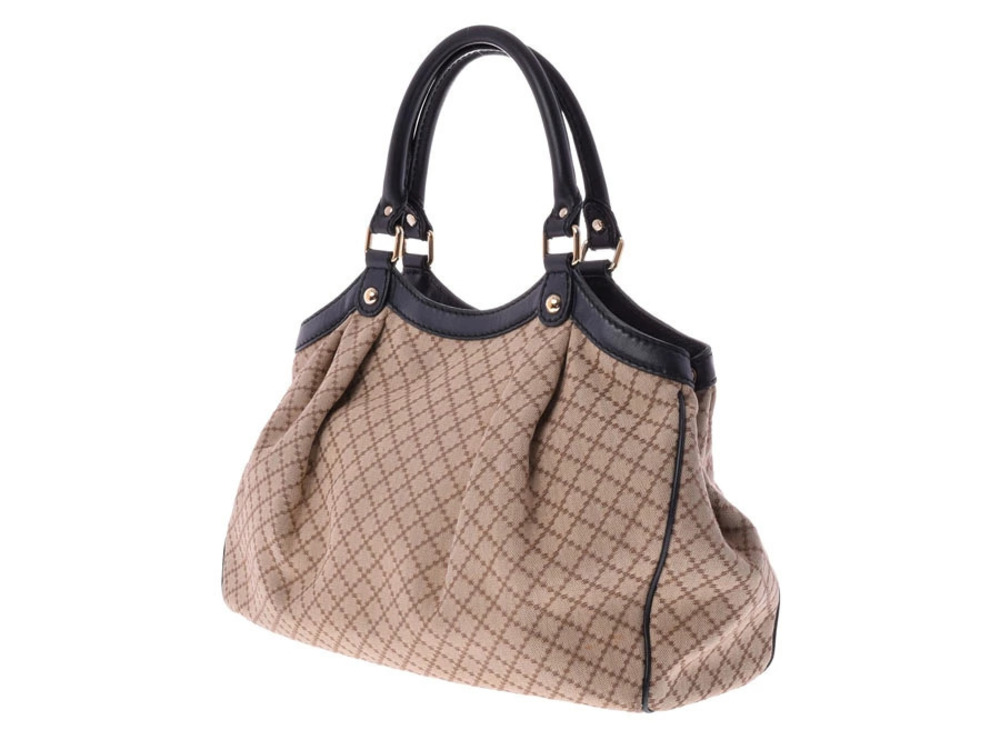 Gucci Blue beige leather Diamante Navy canvas handbag Blue Tan